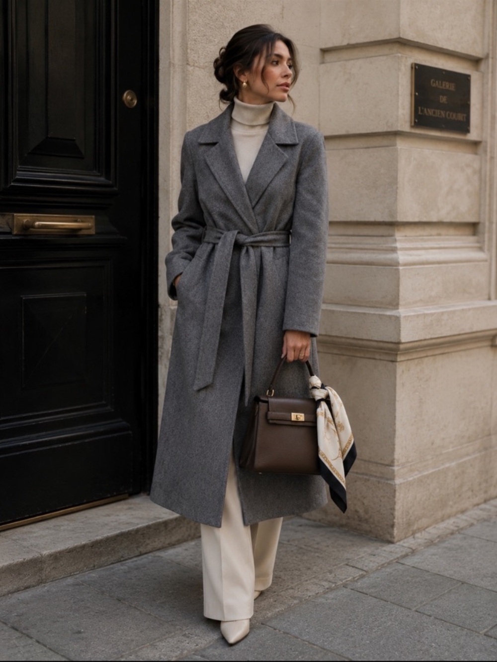 Banana Republic Gray Belted Wool Coat